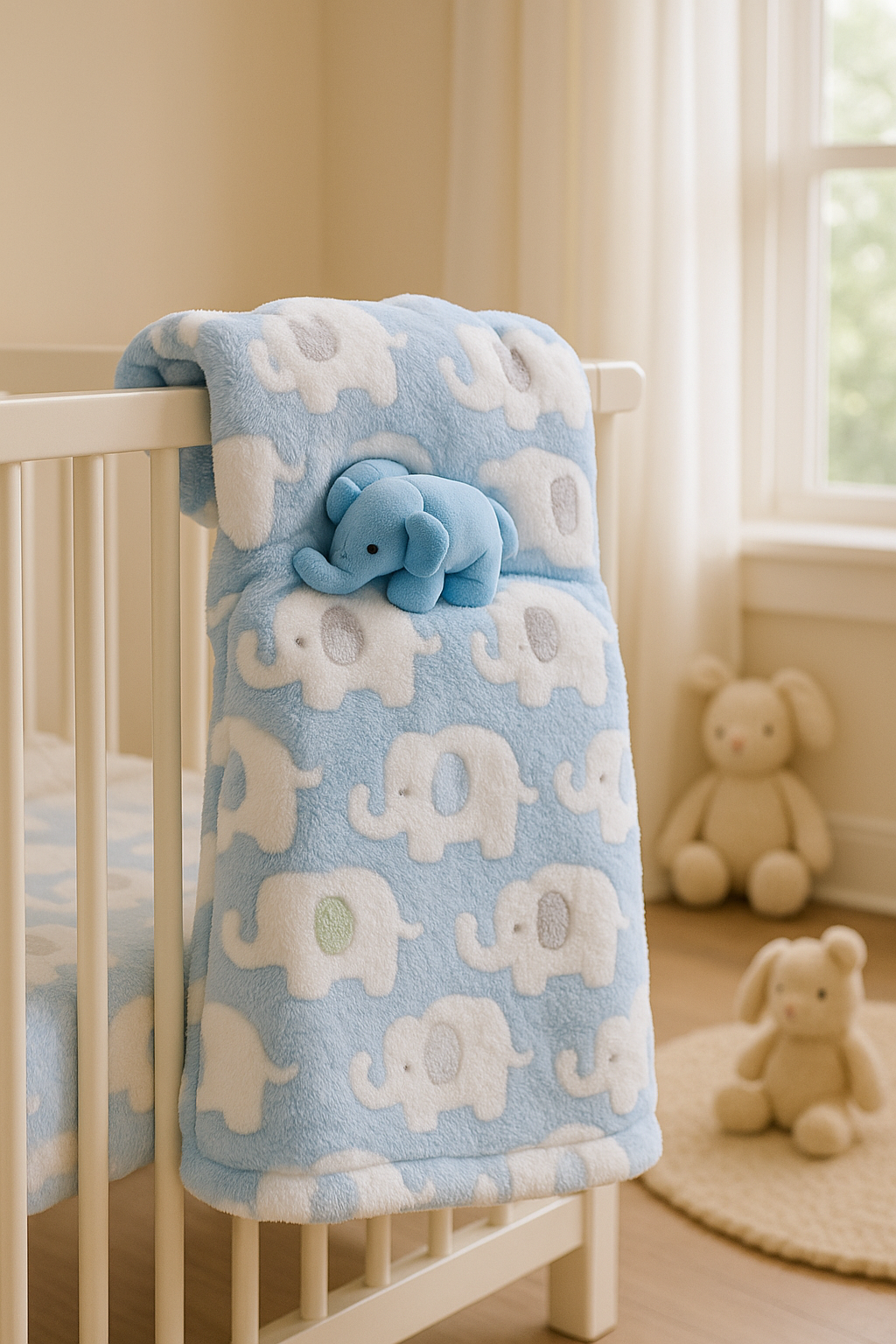 couverture bébé-éléphant bleu