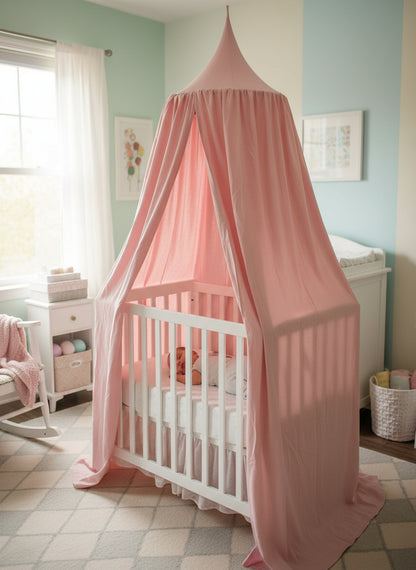 Ciel de lit bebe-chateaux-rose