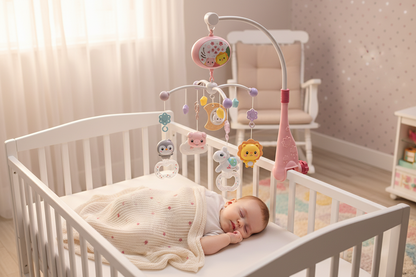 Mobile musical bebe rose doudou douceu