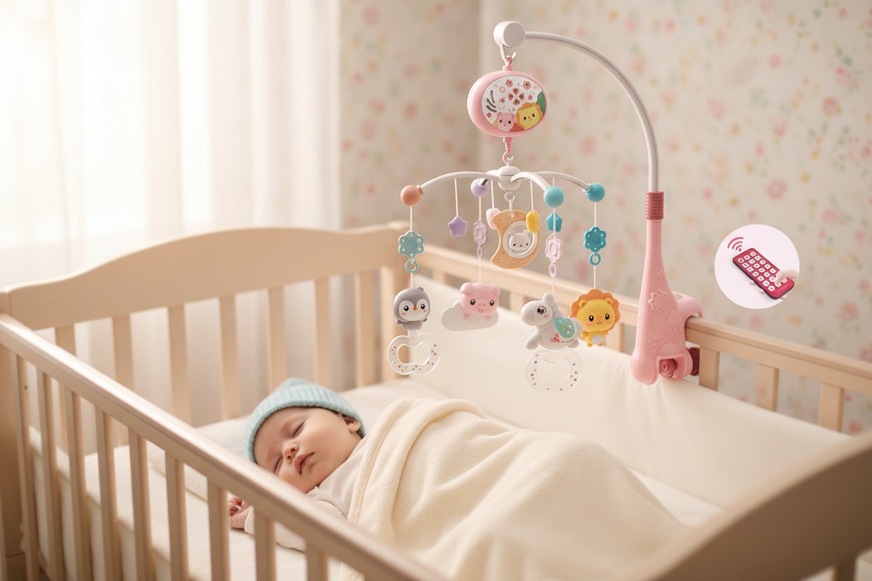 Mobile musical bébé rose douceur