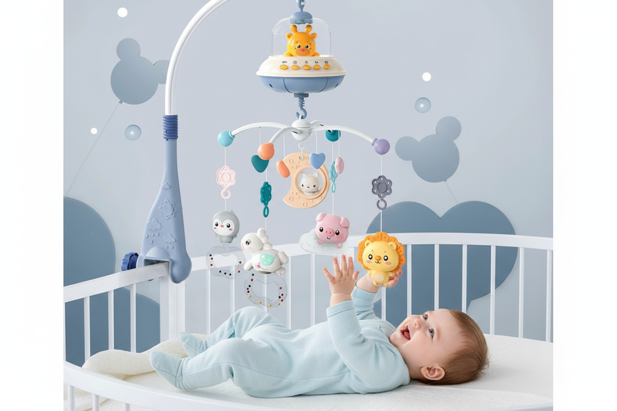 Mobile musical bébé vesso bleu