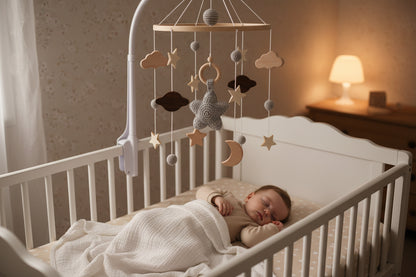 Mobile pour bébé etoile gris en hochet