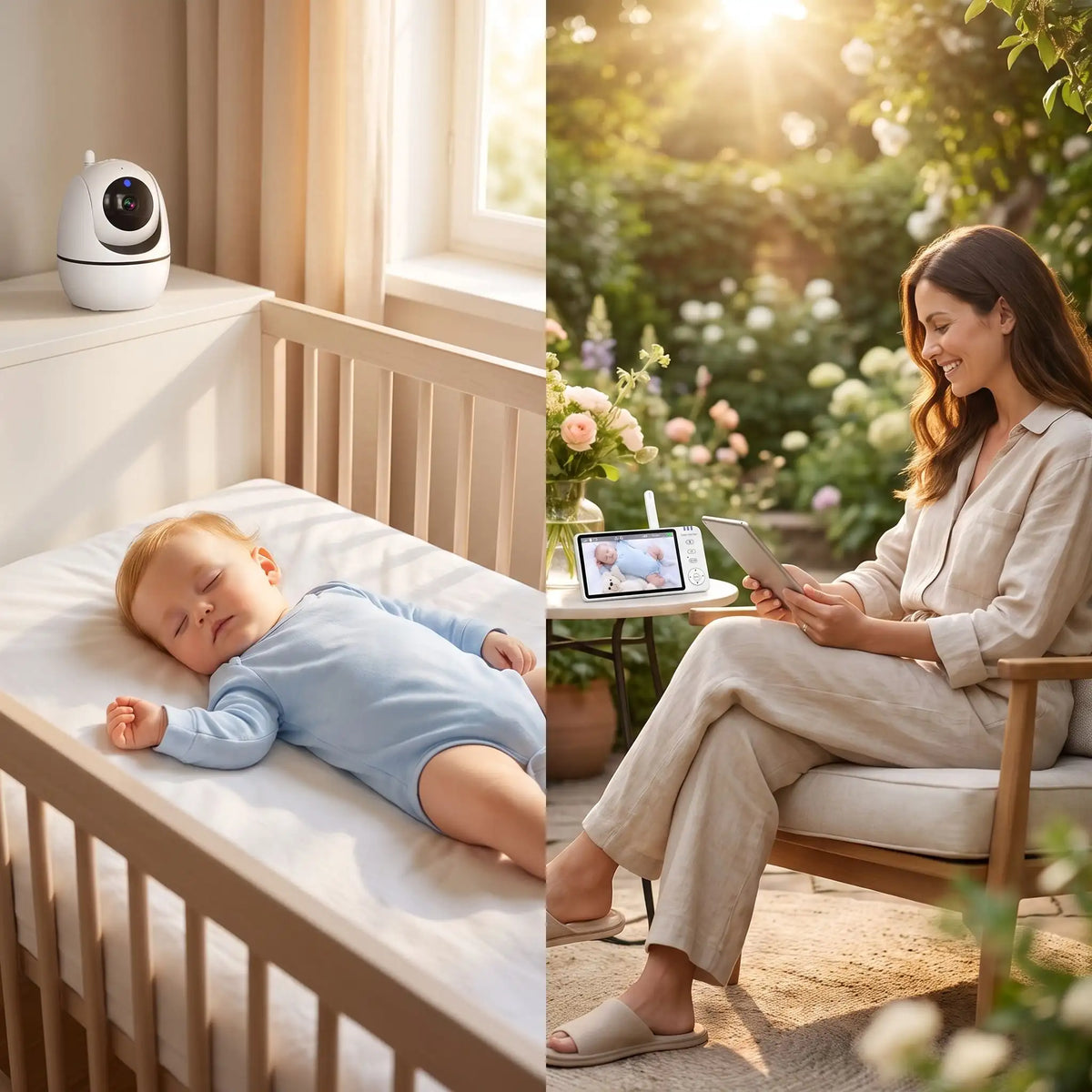 babyphone surveillance adorable au jardin