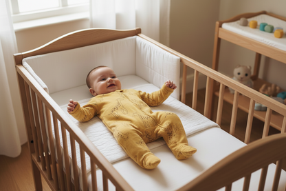 bébé pyjama jaune sourire