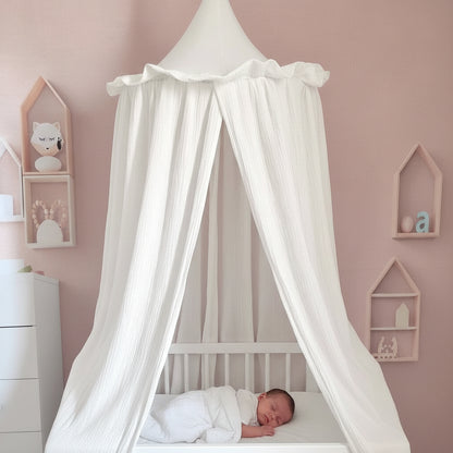 ciel de lit bébé-blan-protecteur