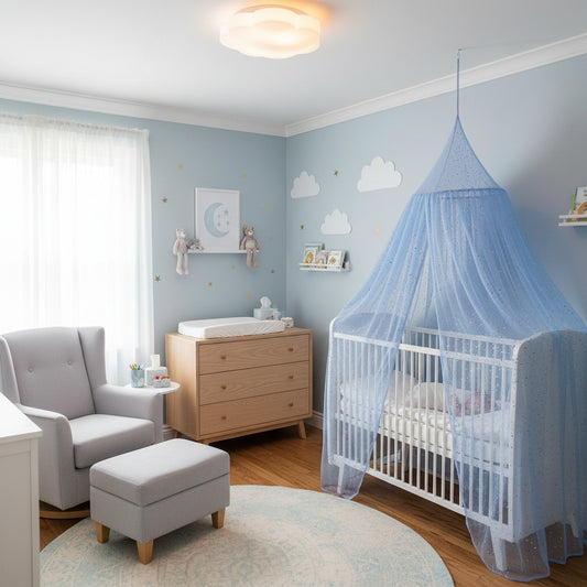 ciel de lit bebe-chateau-dentelle-bleu