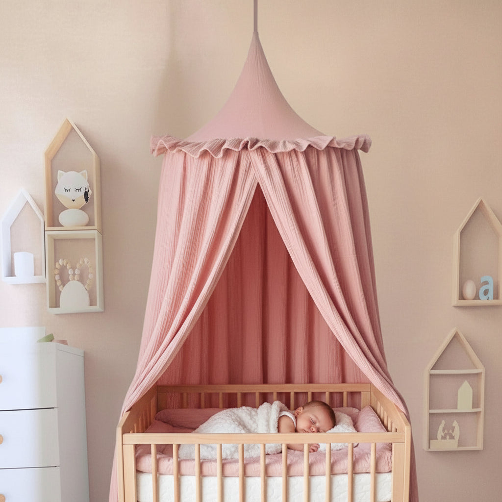 ciel de lit bebe-cocon protecteur-rose  