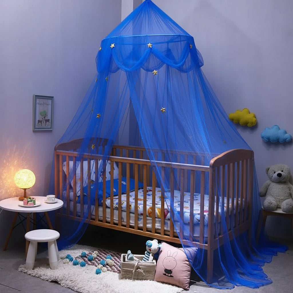 ciel de lit bebe-voile-bleu