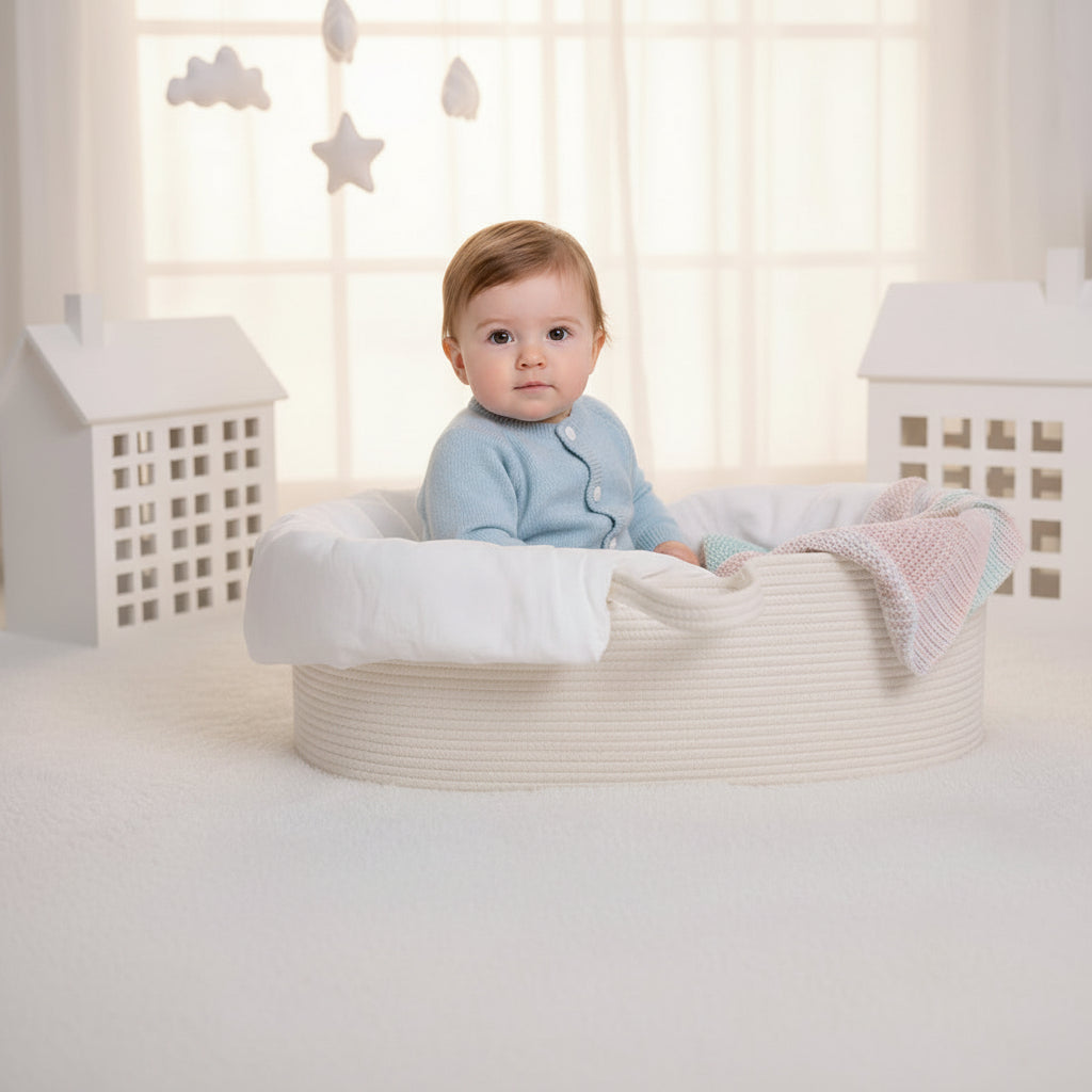 couffin bébé blanc cassé