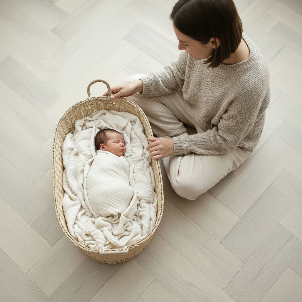 couffin osier bébé chaleureux