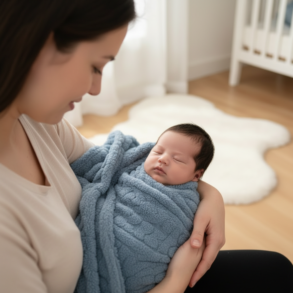 couverture bébé chaude bleu cocon