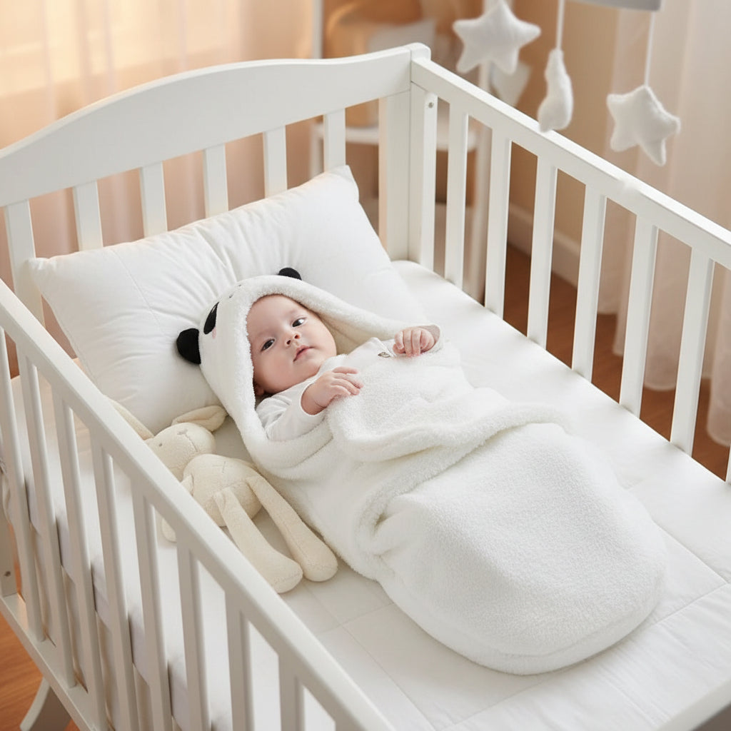  couverture enveloppante bebe hiver blanc neige