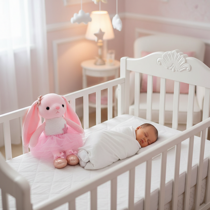 doudou bebe fille lapin-a-etoile-rose