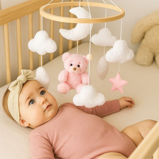 Mobile bebe_ peluche_rose