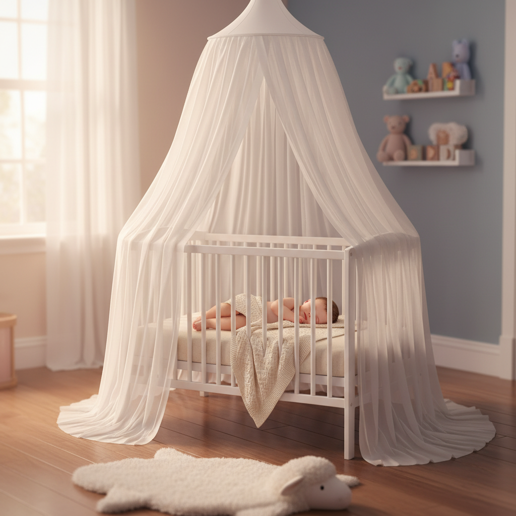 moustiquaire bebe lit-blanc-lumière