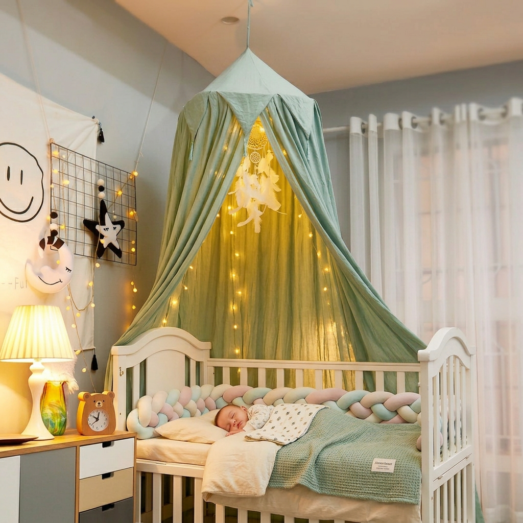  moustiquaire lit de bébé lumeére