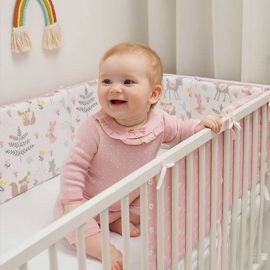 Tour de lit bébé-blanc-animal