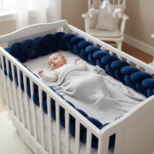 tour de lit tresse-coconing-bleu