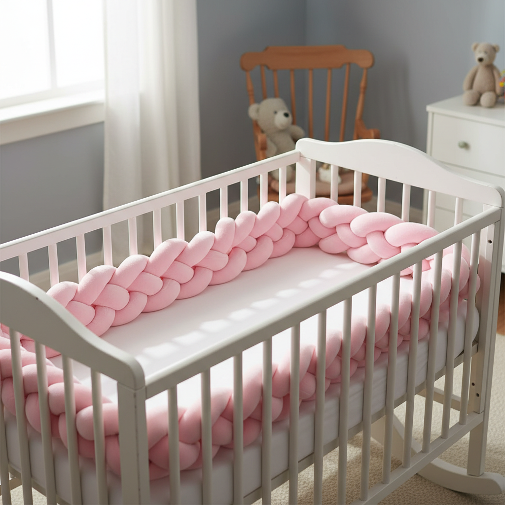 tour de lit tresse-coconing-rose-doux