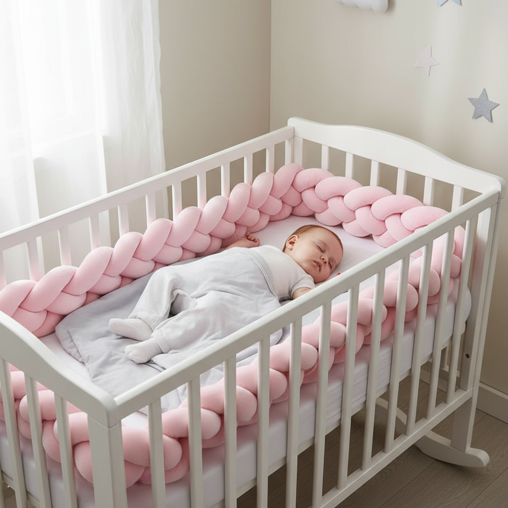 tour de lit tresse-coconing-rose