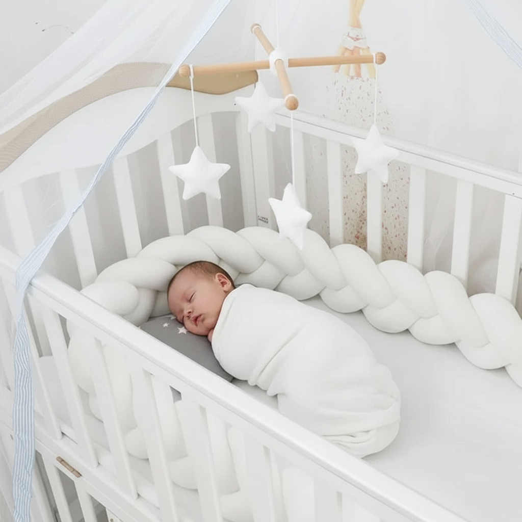 tour de lit tresse-doudou-blanc