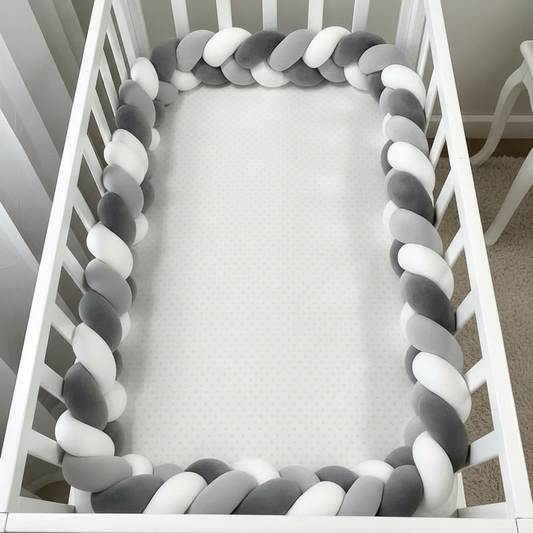 tour de lit tresse-doudou-gris-noir