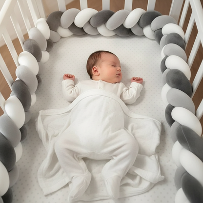 tour de lit tressé-doudou-gris