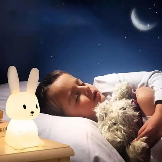 Veilleuse bébé-lapin-blanc
