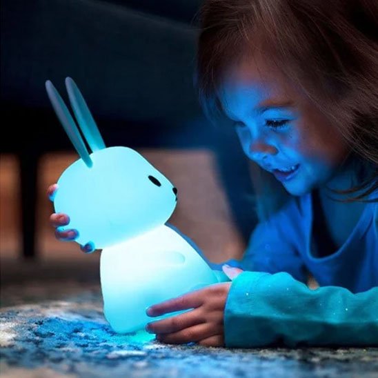 Veilleuse bébé-lapin-bleu